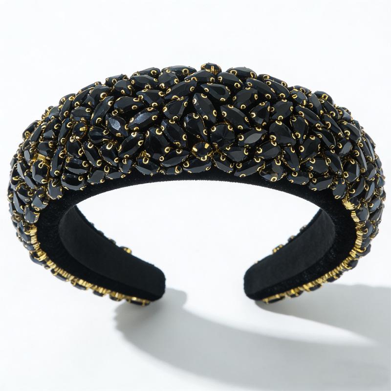 

Full Diamond Pink Diamond Green Diamond Sponge Heavy Industry Headband Women s High-end Wide Version Retro Court Style Hair Accessories 2026