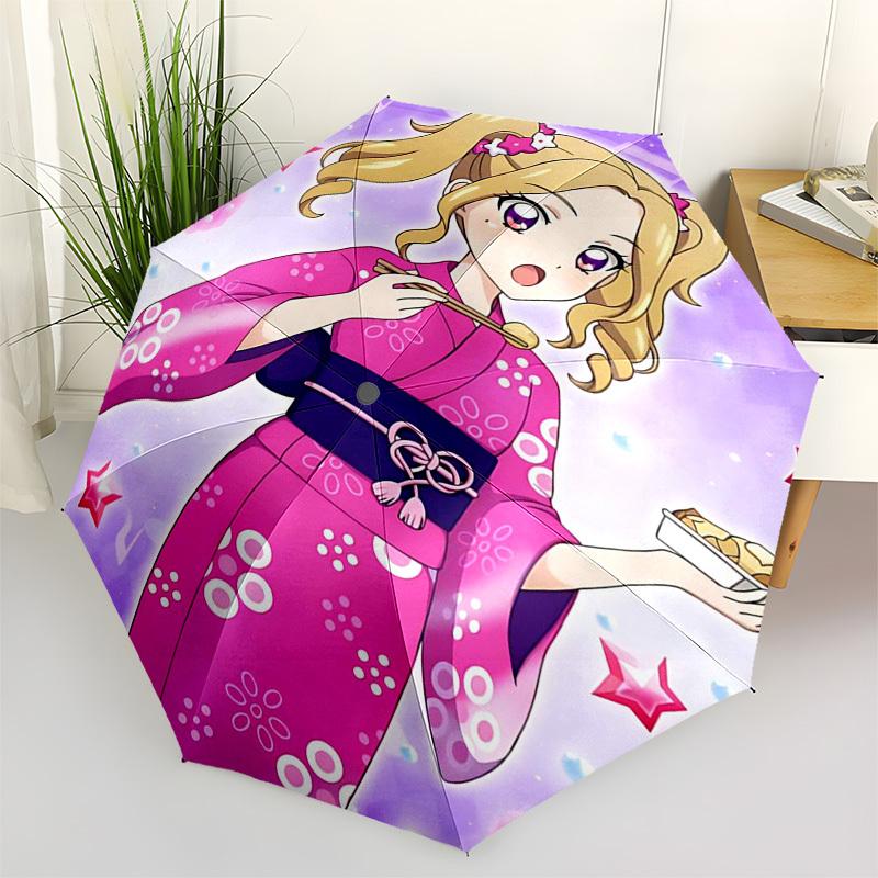 1pc Kawaii Anime Girl Outdoor Umbrella - Automatic Opening/Closing, Portable 3-Fold Design, 8-Rib Iron Frame, Perfect Gift for Fans, Travelers, Daily