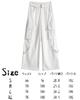 LUJPOIR Cargo Long Pants with Elastic Waist and Relaxed Loose Solid Color White Size M Women's Pants, Drawstring, Fit, Sweatpants, Fit, Casual,