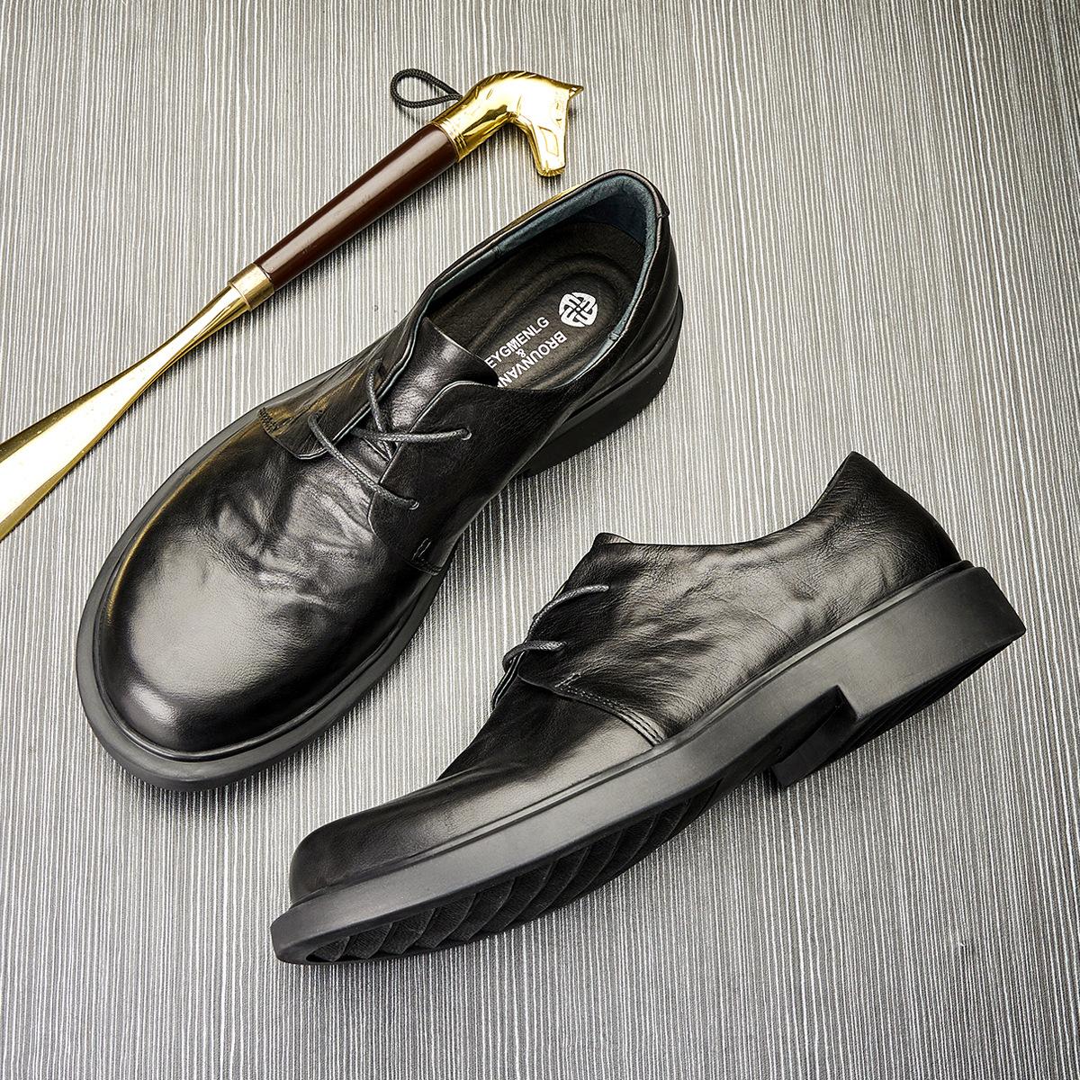 Повседневные кожаные туфли мужские весна-лето британский стиль кожаные низкие туфли — фото 6