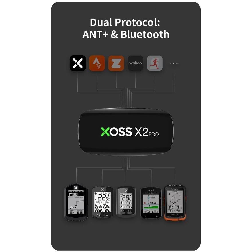 XOSS X2 Pro Heart Rate Sensor Independent Record Chest Strap HRM Monitor Bluetooth ANT+ Health Fitness Smart Bicycle Sensor