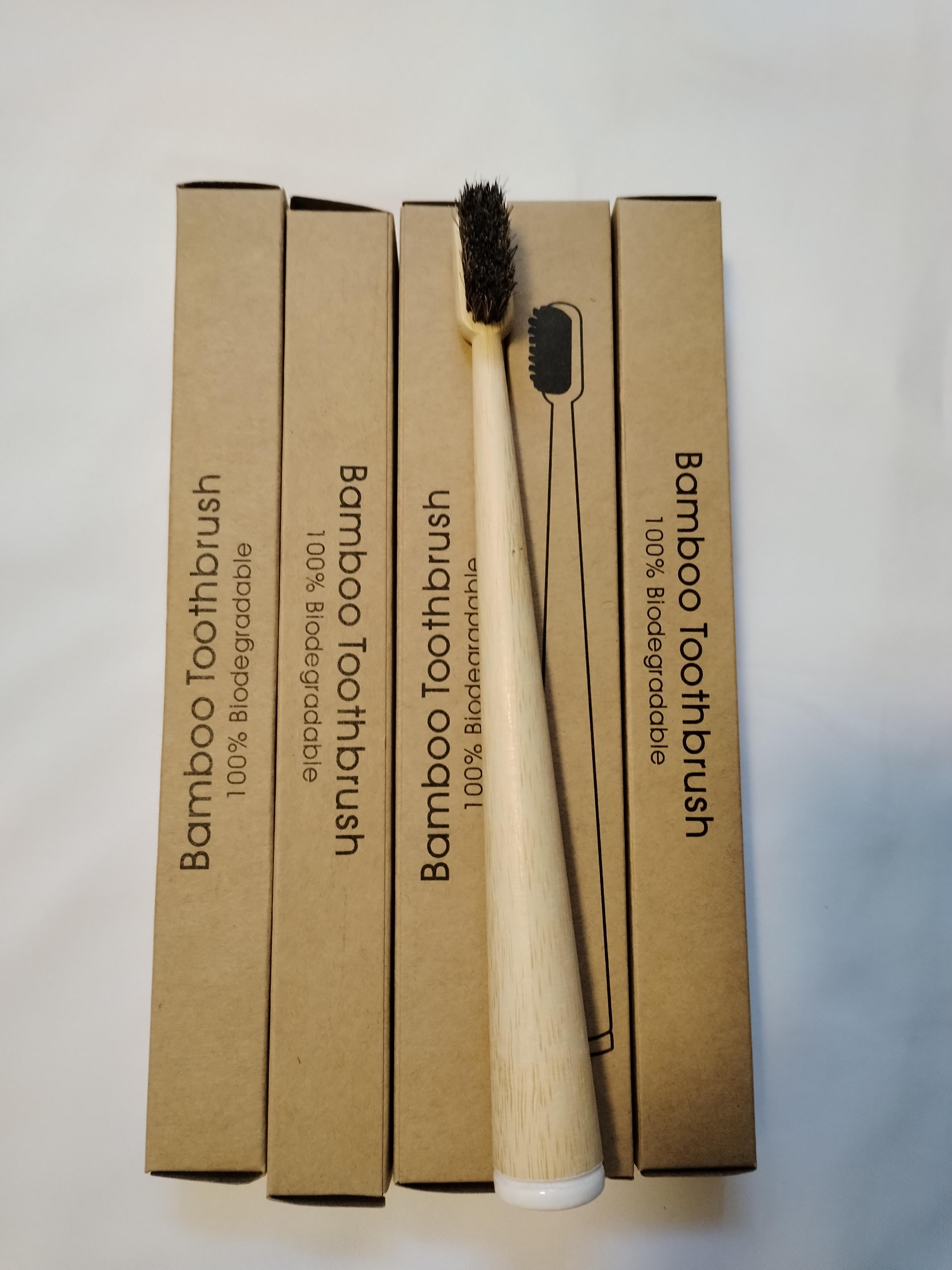 5Pcs Horsehair Bamboo Toothbrush Soft Natural Bristle Bamboo Toothbrush Compostable Biodegradable Zero Waste Plastic Free
