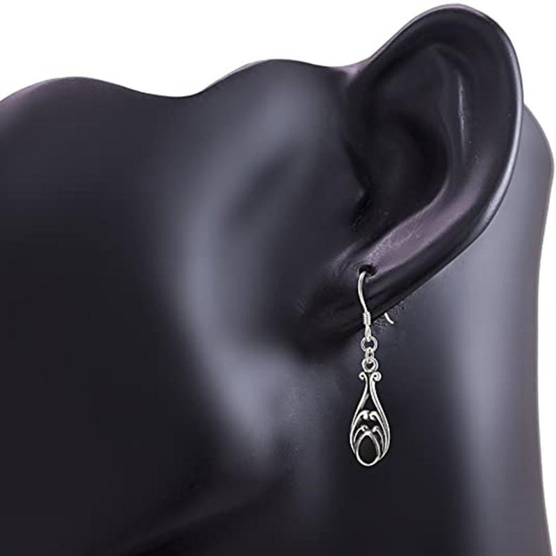 Women's Fashion Earrings Retro Silver Waterdrop Shaped Drop Dangle Earring Boho Party Hollow Hook Earring Jewelry