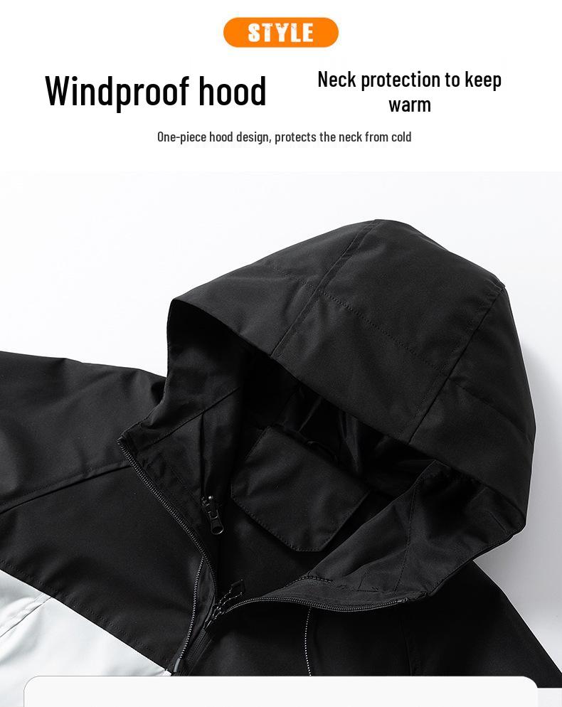 Unisex Color Block Windproof Jacket for Outdoor Sports and Mountaineering