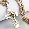 Christian Trinity Latin Cross Necklace for Men Stainless Steel Three Layers Cross Pendants Necklaces Jewelry Gift