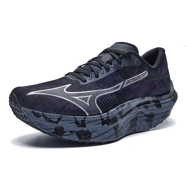 Mizuno Wave Rebellion Pro Comfortable Thick Sole Cushioning Low Top Carbon Plate Running Shoes Unisex Sneaker Black Gray J1GC231754