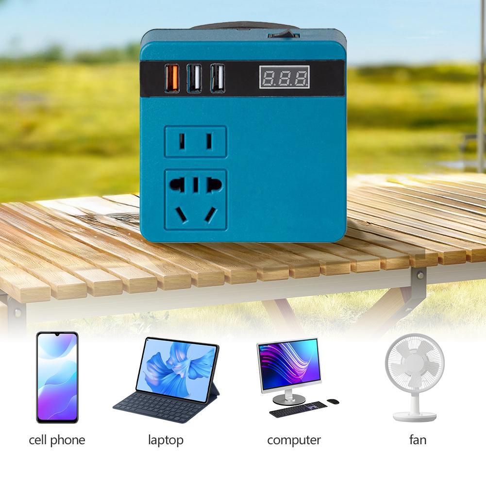 NEW 300W Power Inverter DC 18V-21V To AC 220V Lithium Battery Inverter With Dual USB,1 QC 3.0 For DeWalt / Makita / Milwaukee