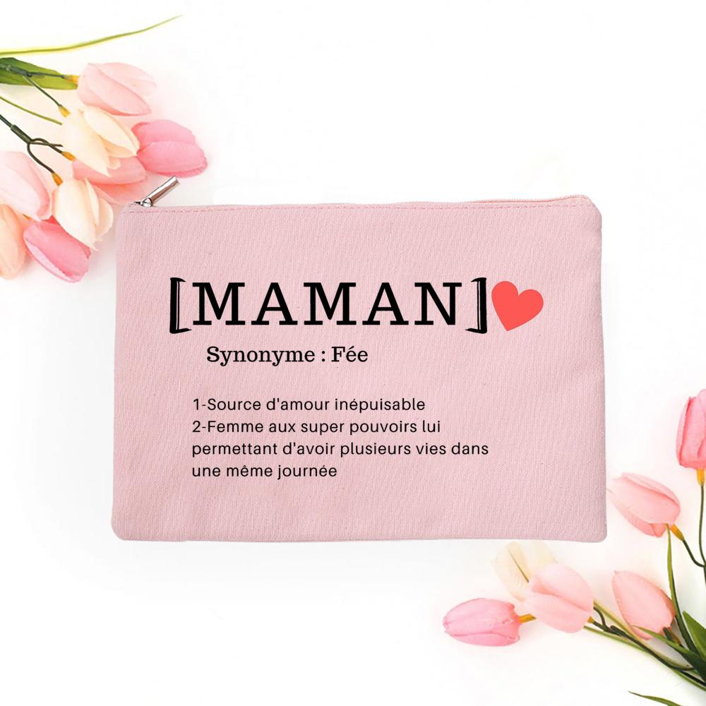 

Maman Tata Soeur Amie Definition Print Makeup Bag Women Travel Neceser Toiletry Pouch Zipper Cosmetic Bag Gift for Family Friend