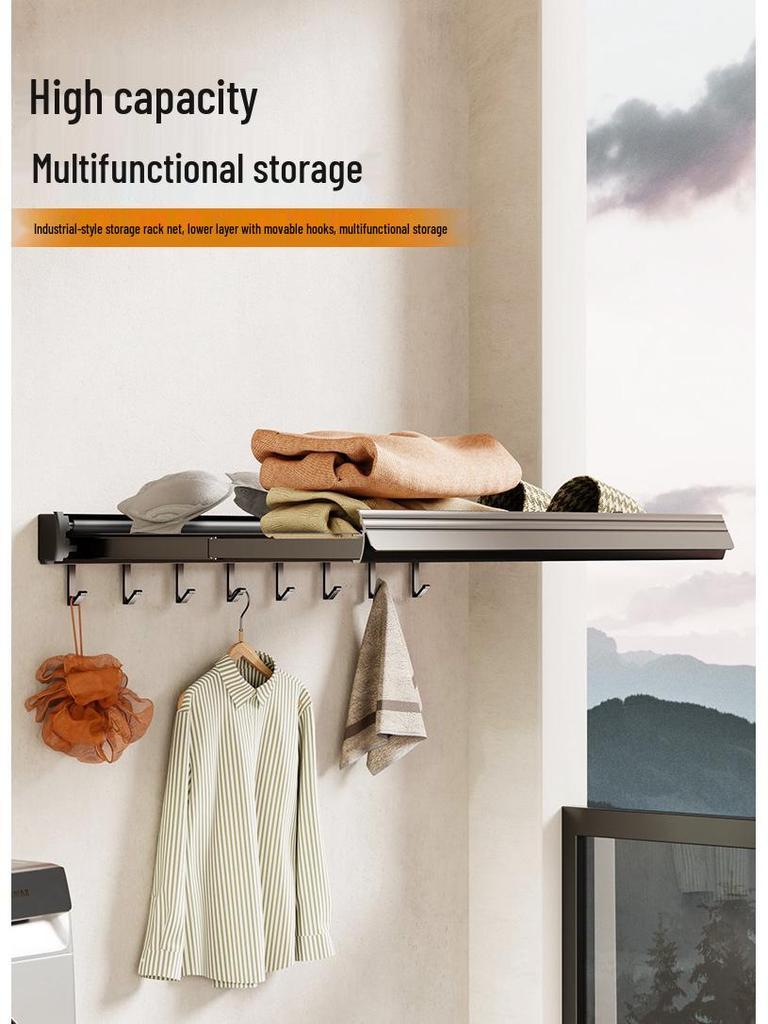 Invisible Foldable Suction Cup Drying Rack: Punch-Free, Retractable Shoe & Clothes Hanger for Balcony