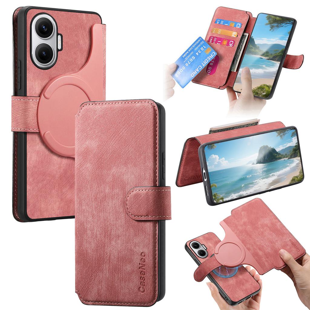 Pro Xiaomi Redmi Turbo 4 Pro 5G Magnetický kryt CASENEO Odnímatelný kožený kryt na peněženku pro telefon