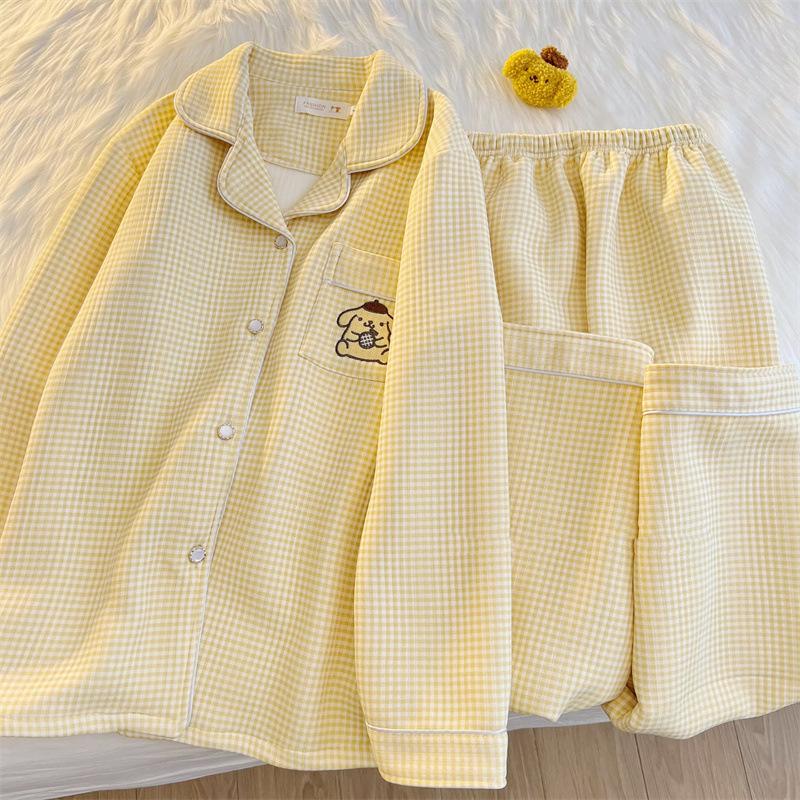 

Pajamas Winter Flannel Women s Long-sleeved Trousers Cartoon Two-piece Set Warm Pudding Dog Women s Pajamas Home Clothes M
