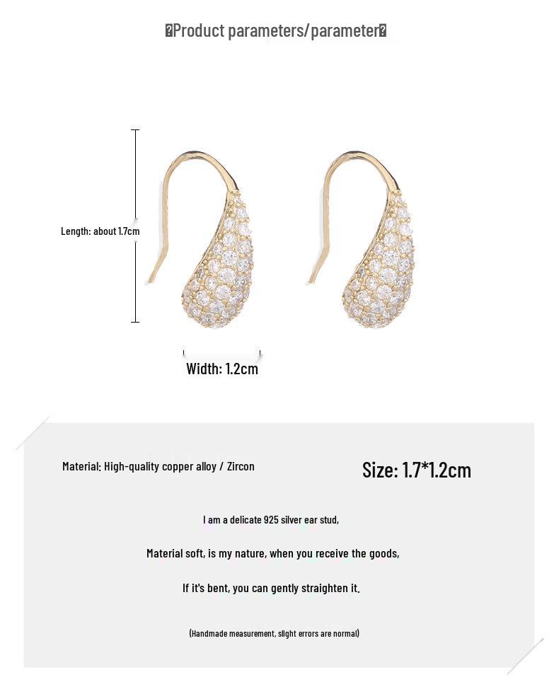 Elegant Zirconia Water Drop Copper Earrings for Women - Versatile, Fashionable, and High-End Feel.