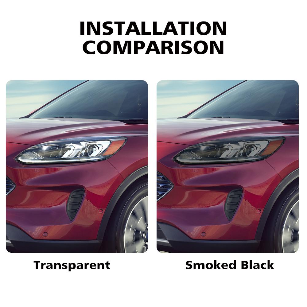 Pellicola Vinilica Wrap Lucida Per Ford Kuga/Escape 2020-2026 Antigraffio Nero Fumé Pretagliata Pellicola Protettiva per Fari Auto