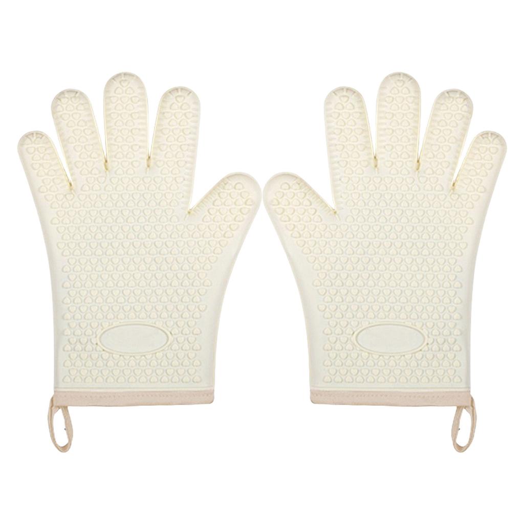 1 Pair of Heat Resistant Oven Mitts Silicone Materials Nonslip Kitchen Mitts for Secure Grips in High Temperatures