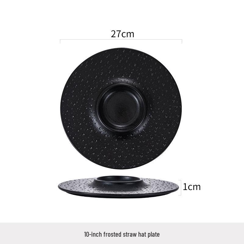 Minimalist Nordic Solid Color Ceramic Plate for Steak and Dessert, Mars Crater Rim Design