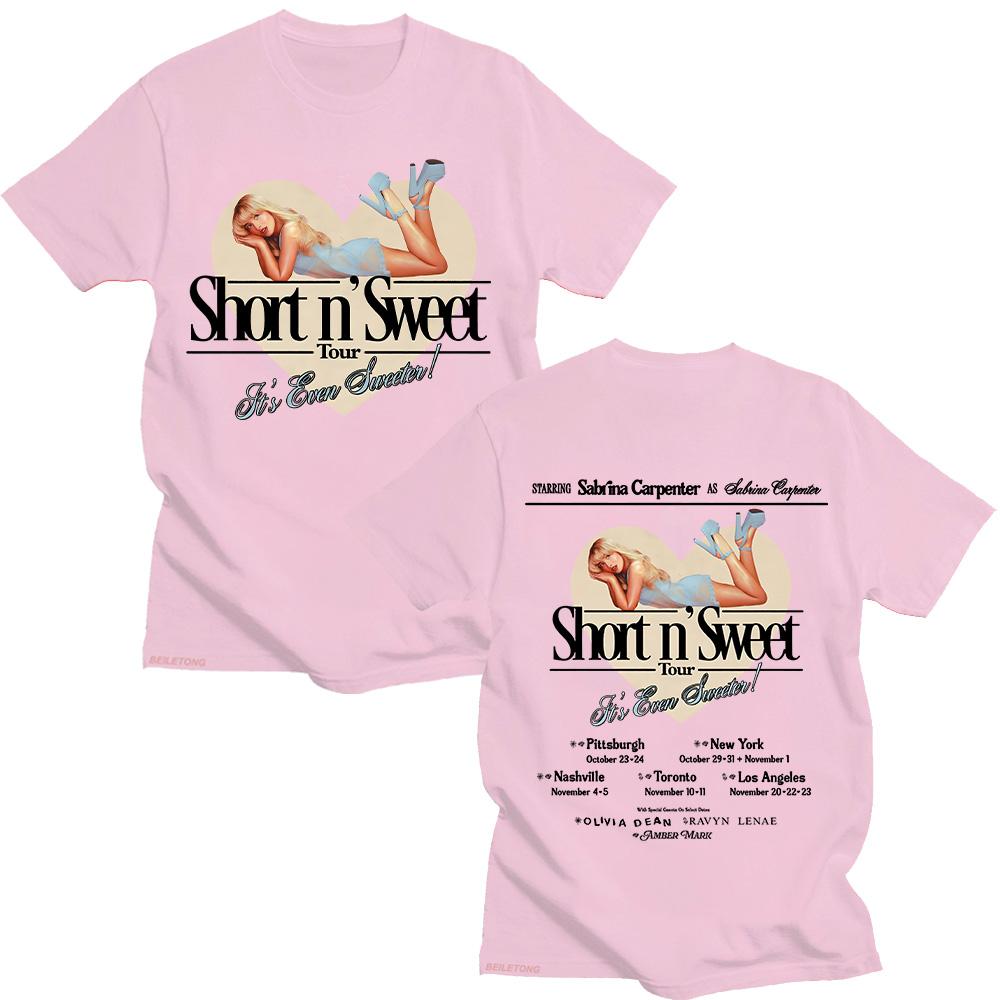Sabrina Carpenter Shot N' Weet Tour 2025 T-shirt Adorable Sweet Women Top Unisex Fashion Print Aesthetic Tshirt Soft Cotton Tees