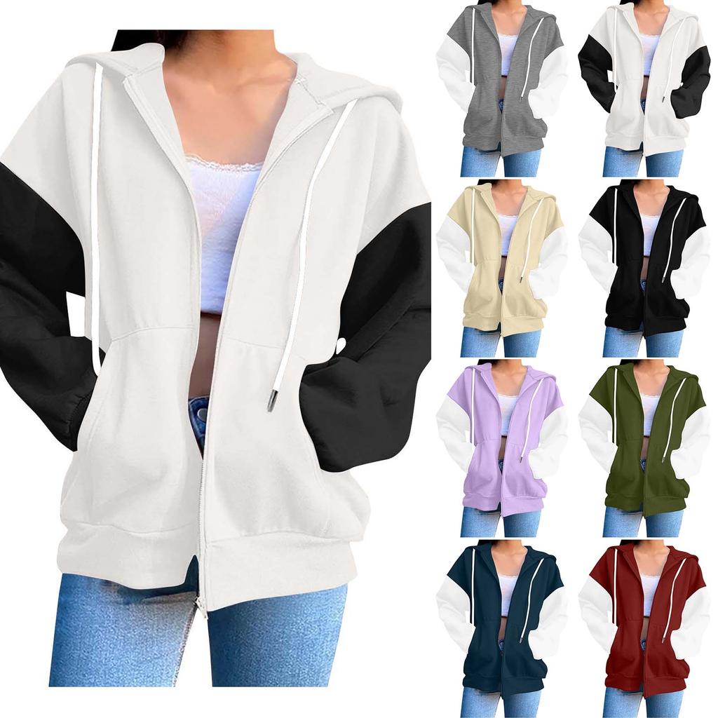 Women's Fashion Casual Long Sleeve Solid Color Hooded Sweatshirt Tops