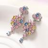 Luxurious Colorful Cubic Zircon Earrings For Wedding,Flower CZ Dangle  SIlver Needle Earring For Women Pretty