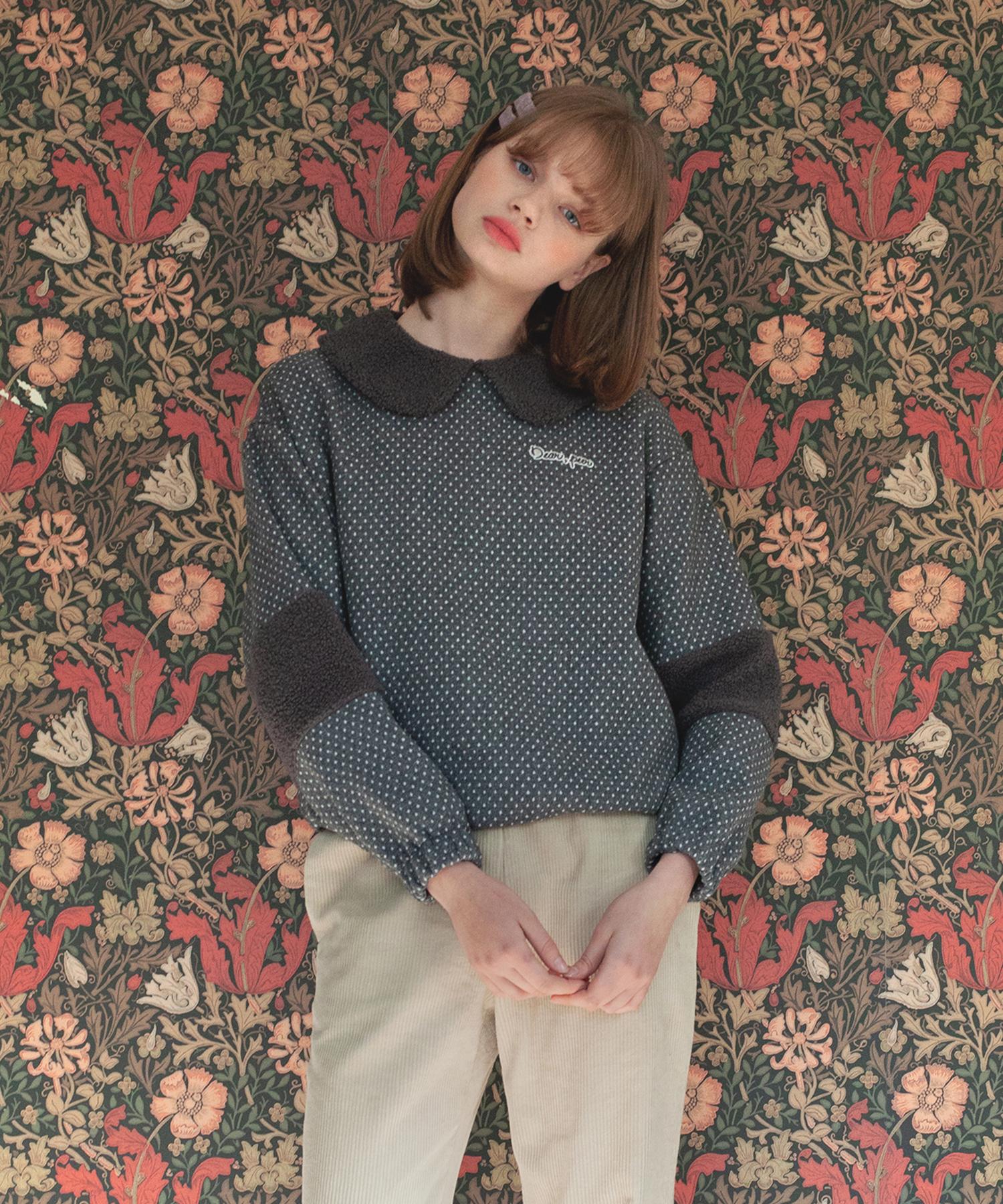 Dear Fear Wool Dot Top Grey Dot/Free