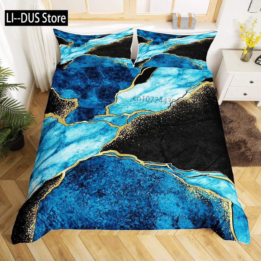 Nordic Marble Pattern White 3D Bedding Set Duvet Cover Pillowcase Bedclothes Single Twin Full Queen King Size POD Dropshipping