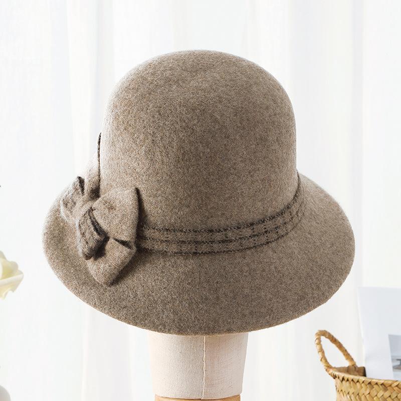 Autumn and Winter Fashion Versatile Hat Women's British Retro Woolen Hat Top Hat High-end Simple Women's Basin Hat
