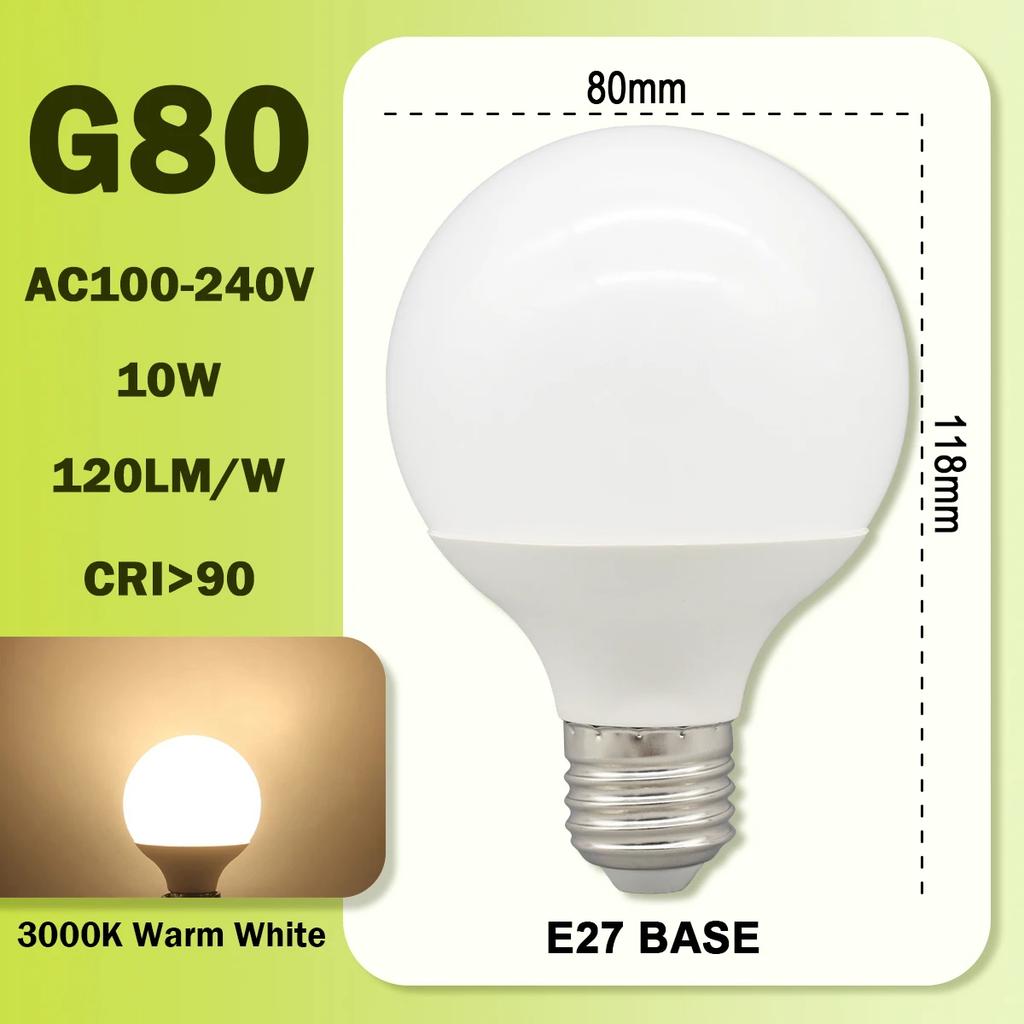 1-6PCS LED Bulb E27 10W 15W 18W AC 220V 127V G80 G95 G120 Energy Saving Global Light Lampada Ampoule Led Lamp Vanity Light Bulbs