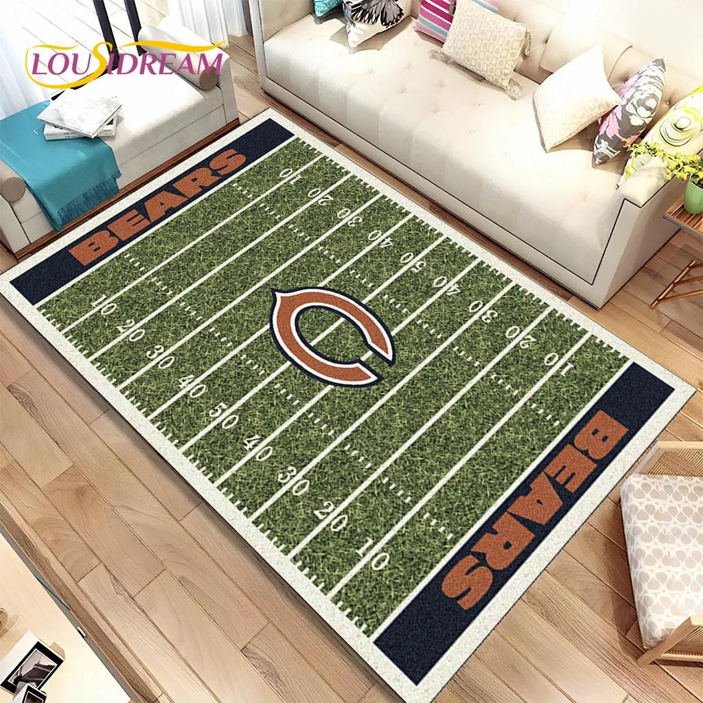 Rugby-Teppich mit amerikanischem Fußballfeld, Teppich für Wohnzimmer, Schlafzimmer, Sofa, Fußmatte, Dekoration, rutschfeste Bodenmatte für Kinder