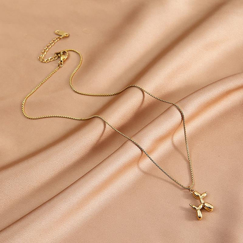 Stainless Steel Cute Balloon Puppy Pendant Sweater Necklace Men Ladies Necklace Party Jewelry Gift