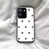Black Heart Pattern Phone Case for Vivo Y36 5G 4G Y27 Y27s Acrylic Back TPU Bumper Shockproof Protective Cover, Minimalist Korean Style