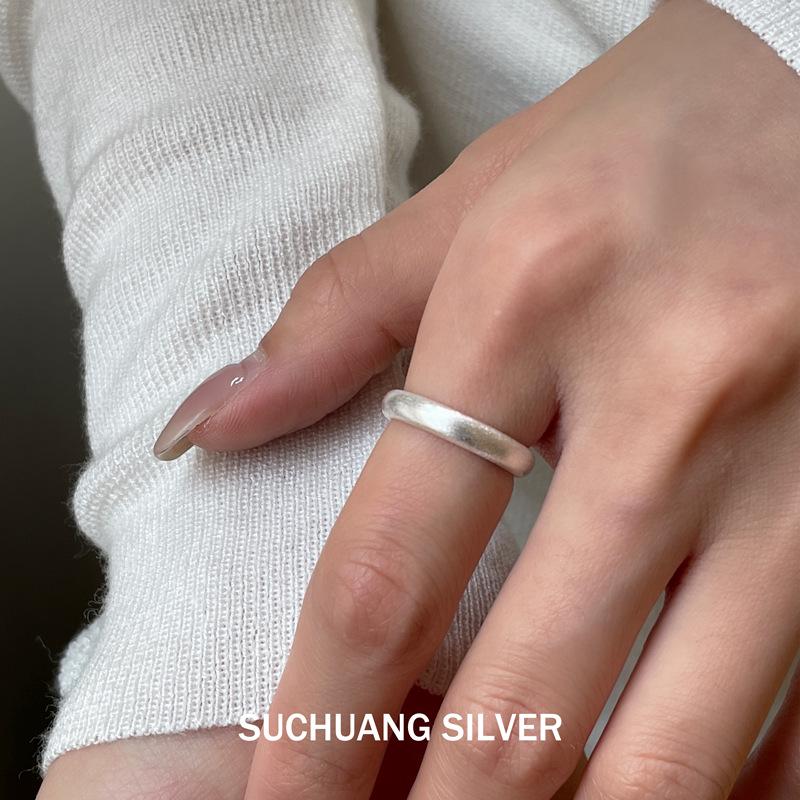 S925 Sterling Silver Freshwater Pearl Open Ring - Women's Stackable Frosted Band