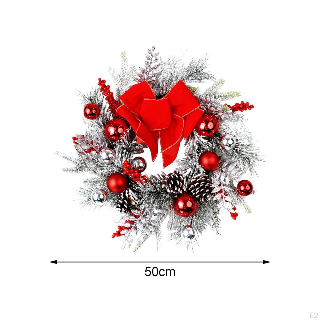 Christmas Wreath Winter Realistic with Red Berries 20in Snowy Xmas Decoration for
