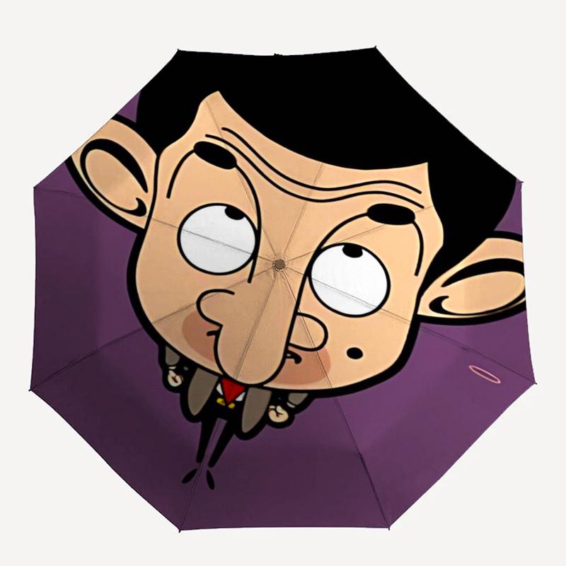 Mr.Bean Themed Travel Umbrella-8 Ribs Automatic Opening and Closing, Portable Folding Design, Compact and Stylish Umbrella Suitable for Outd
