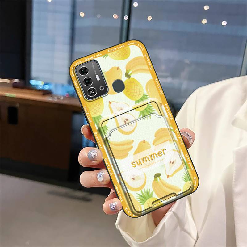 Cute Back Cover Phone Case For ZTE Blade A53 Pro Card Bag Shockproof Silicone Cover Graffiti Fashion Design Anti-dust
