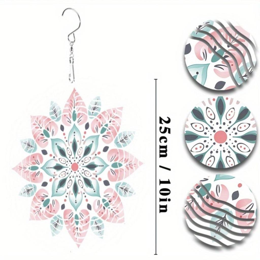 3D Mandala Metal Wind Spinner Outdoor Garden Decor for Yard Patio Balcony Indoor and Outside Use Rotating Wind Chime Art