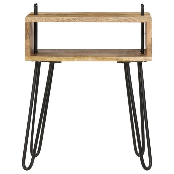 VidaXL Table de chevet Bois de manguier massif 40 x 34 x 47 cm