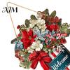 Farmhouse Style Festive Door Sign Christmas Welcome for Front Door, Rustic Wooden Hanging Ornament, Festival Theme Wall Decoration Decor with Lanyard