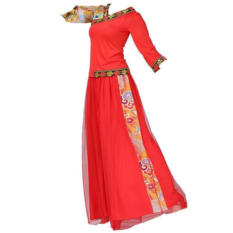Women's Tibetan Dance Wide-Leg Gauze Pants Suit