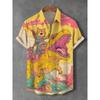Herren Lustiges Katze Hawaiihemd 3D Grafikdruck Kurzarm Knopfleiste Sommer Oversized Lässig Aloha-Hemd
