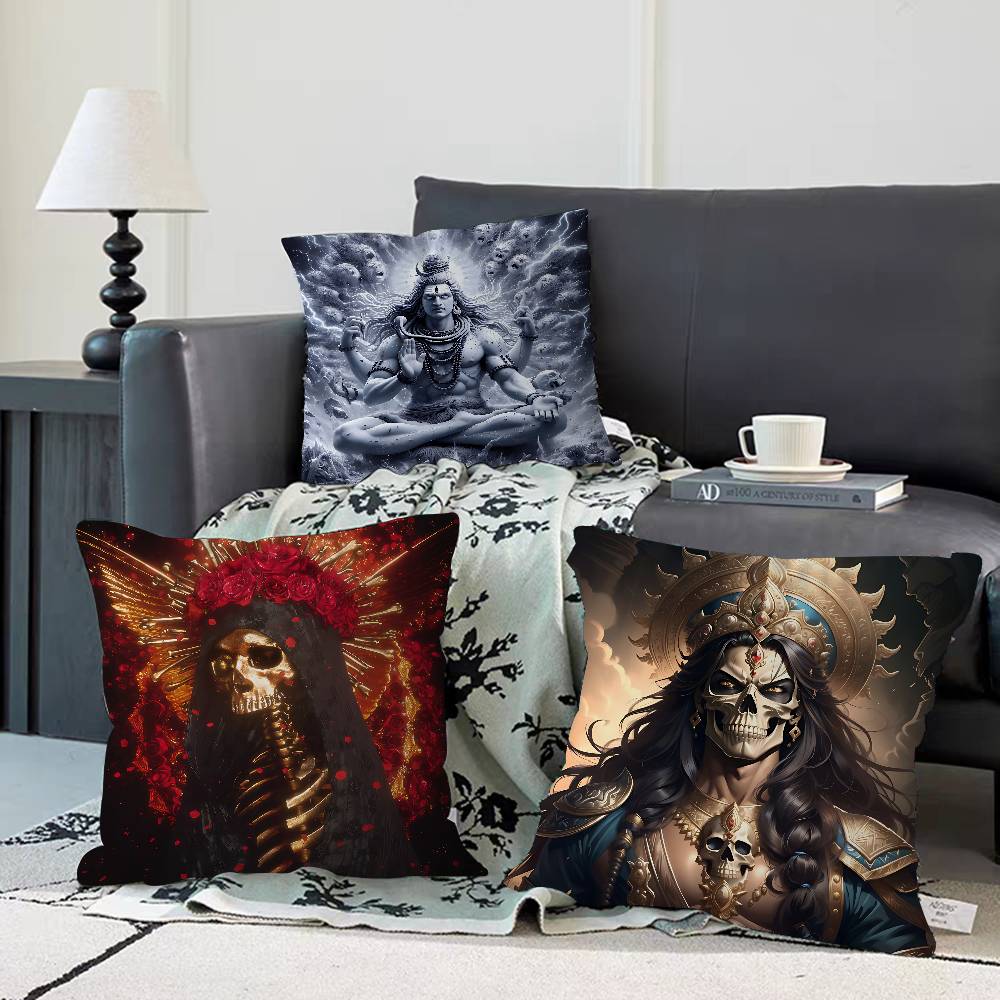 Gott mit uns Schädel 45*45cm Kissenbezug Dekokissenbezug Heimkissenbezug für Couchkissen