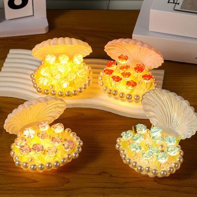 Rose Night Light Flower Lamp Shell Light Rose Bedroom Table Lamps Warm Ambiance Light Unique Gifts for Women Her Girlfriend Wife