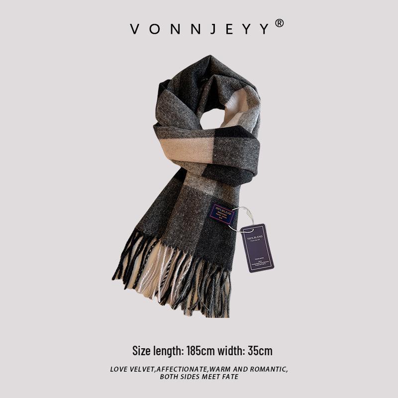 2024 Grauer Herren-Winterschal im koreanischen & japanischen Stil - Vielseitiger Studenten-Halswärmer & Schal