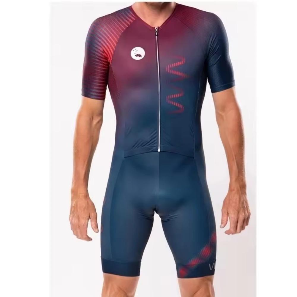 Summer short-sleeved triathlon onesie cycling suit sweat-absorbing breathable outdoor sports road mountain bike onesie