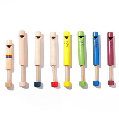 Colorful Classic Wooden Round Whistle Piccolo Toy for Kids - Fun and Popular!