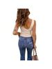 Damen Spitze Patchwork Tiefes V-Ausschnitt Gestrickte Weste Ärmellos Sommer Cami Tanktop