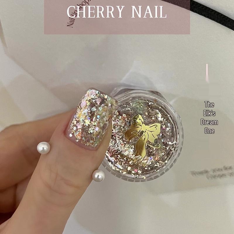 Cherry Nail Glitter: Super Flash Laser Sequins Korean Style Patches - Shiny Influencer Favorite