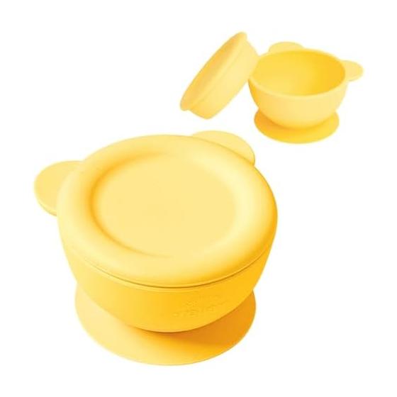 reliev First Baby Food Suction Bowl, Honey Yellow, 5 Months to 24 Months, Comes with Suction Cup, Baby Food, Tableware, Baby Gift, Hard to Turn Over,