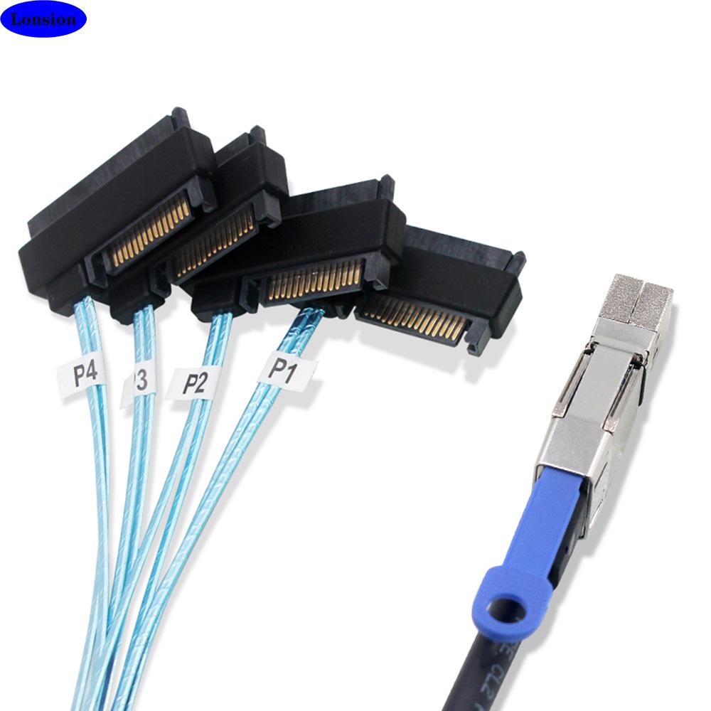 Mini SAS HD SFF-8644 To SFF-8482 Combo SATA Data Cable for Hard Drives