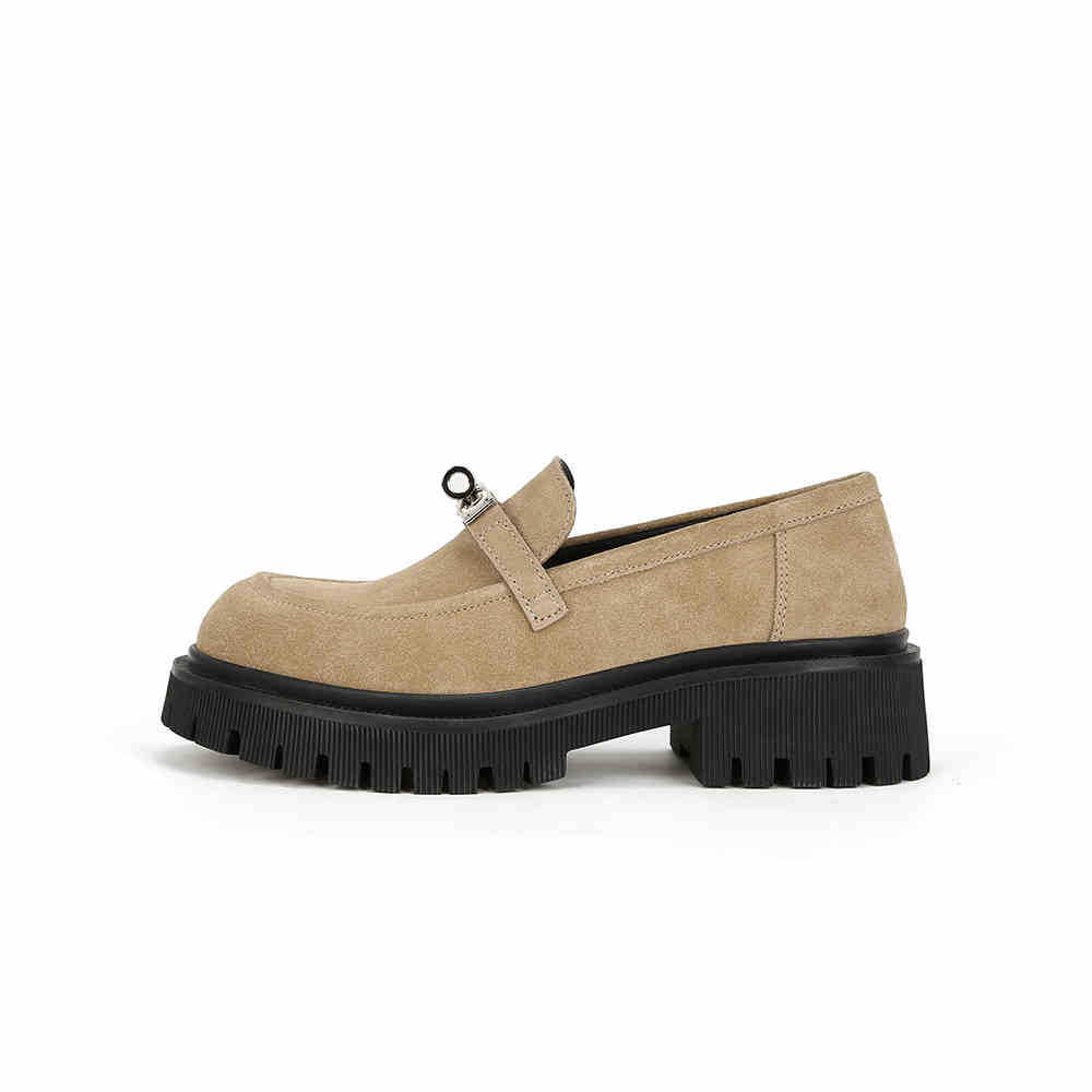 Cowhide version~ platform loafers JK wind 2025 autumn and winter new small leather shoes women's metal lock
