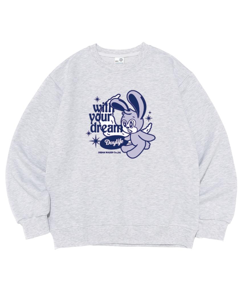 DAYLIFE Dayney Dream Rabbit Sweatshirt (Light Gray)