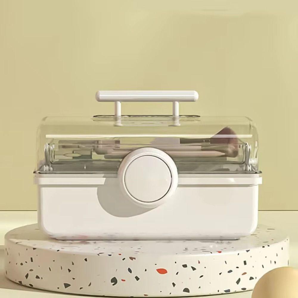 

Family Container Cosmetic Storage Box 3-layer Medicine Storage Case Makeup Organizer for Sewing рожевий